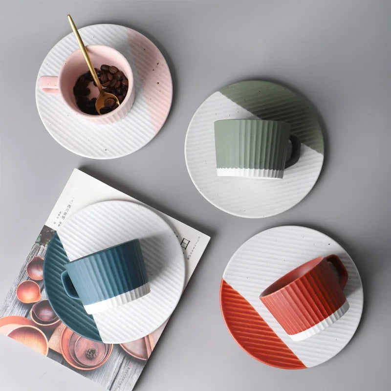 Japanese-Style Stripes Ceramic Coffee Cups