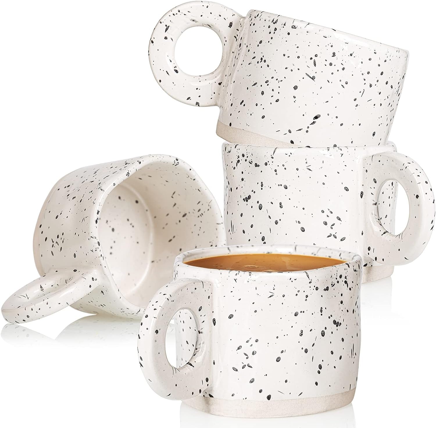 Set of 4 stoneware coffee mugs